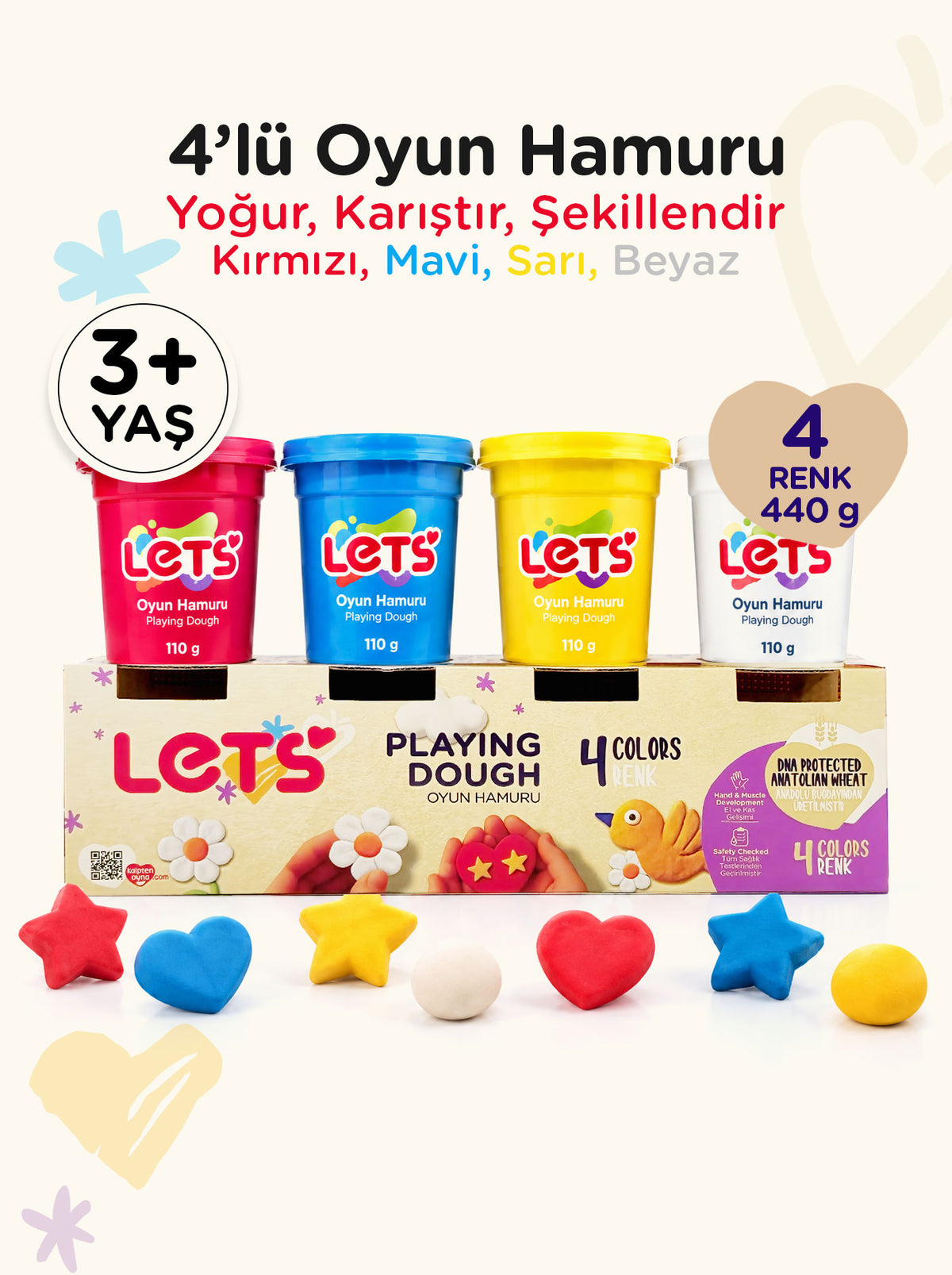 Let's 4 Renk Oyun Hamuru
