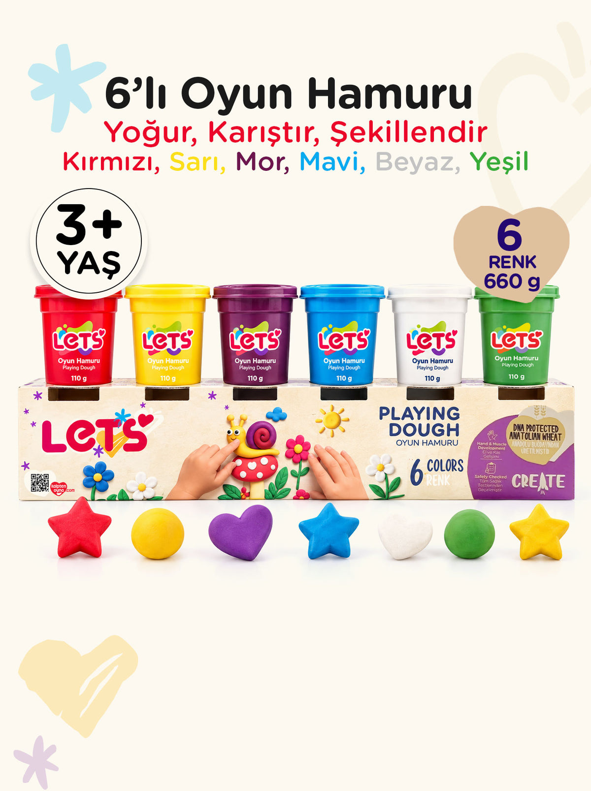 Oyun Hamuru 6 Renk 660 g | Let's