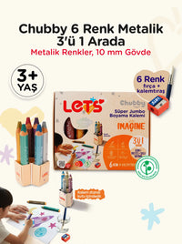 Metalik Boya Kalemi 6 Renk 3in1 – Chubby Jumbo Kalem | Let's