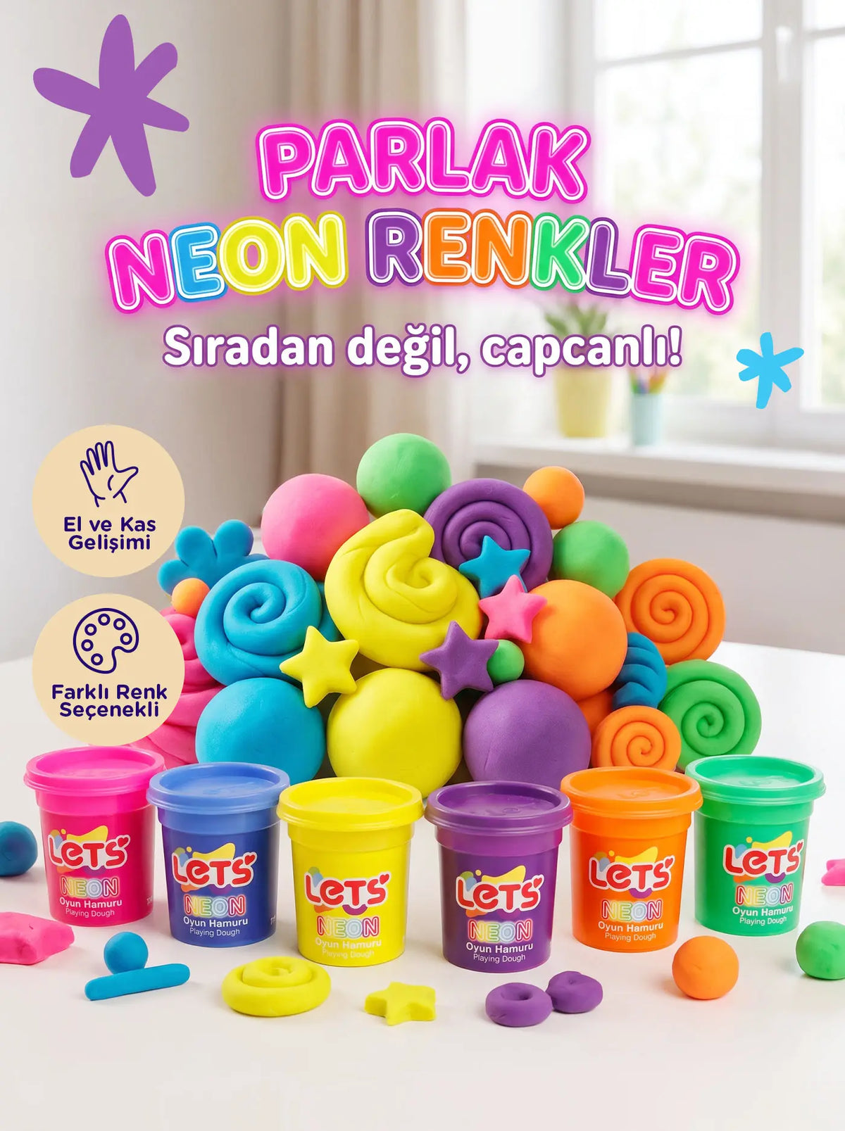 Let's Neon Play Dough – 6 Colors