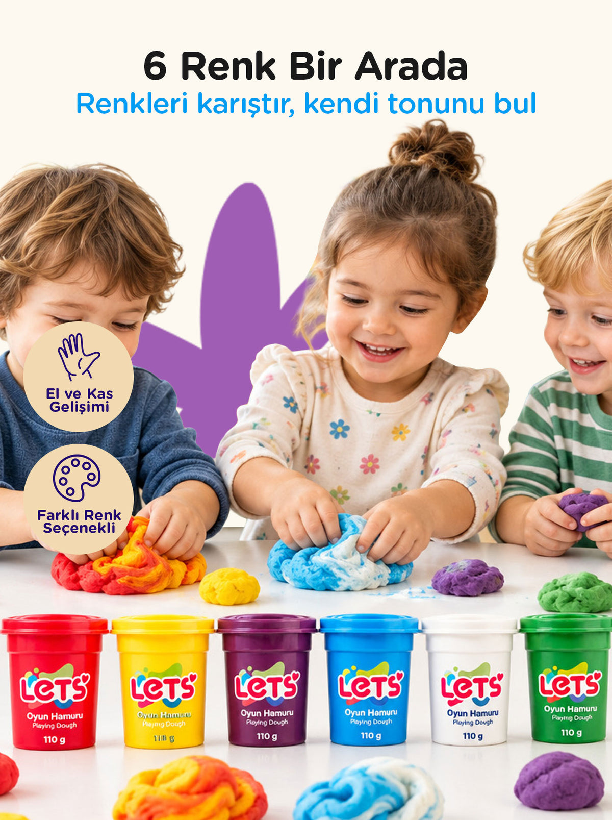 Oyun Hamuru 6 Renk 660 g | Let's 4