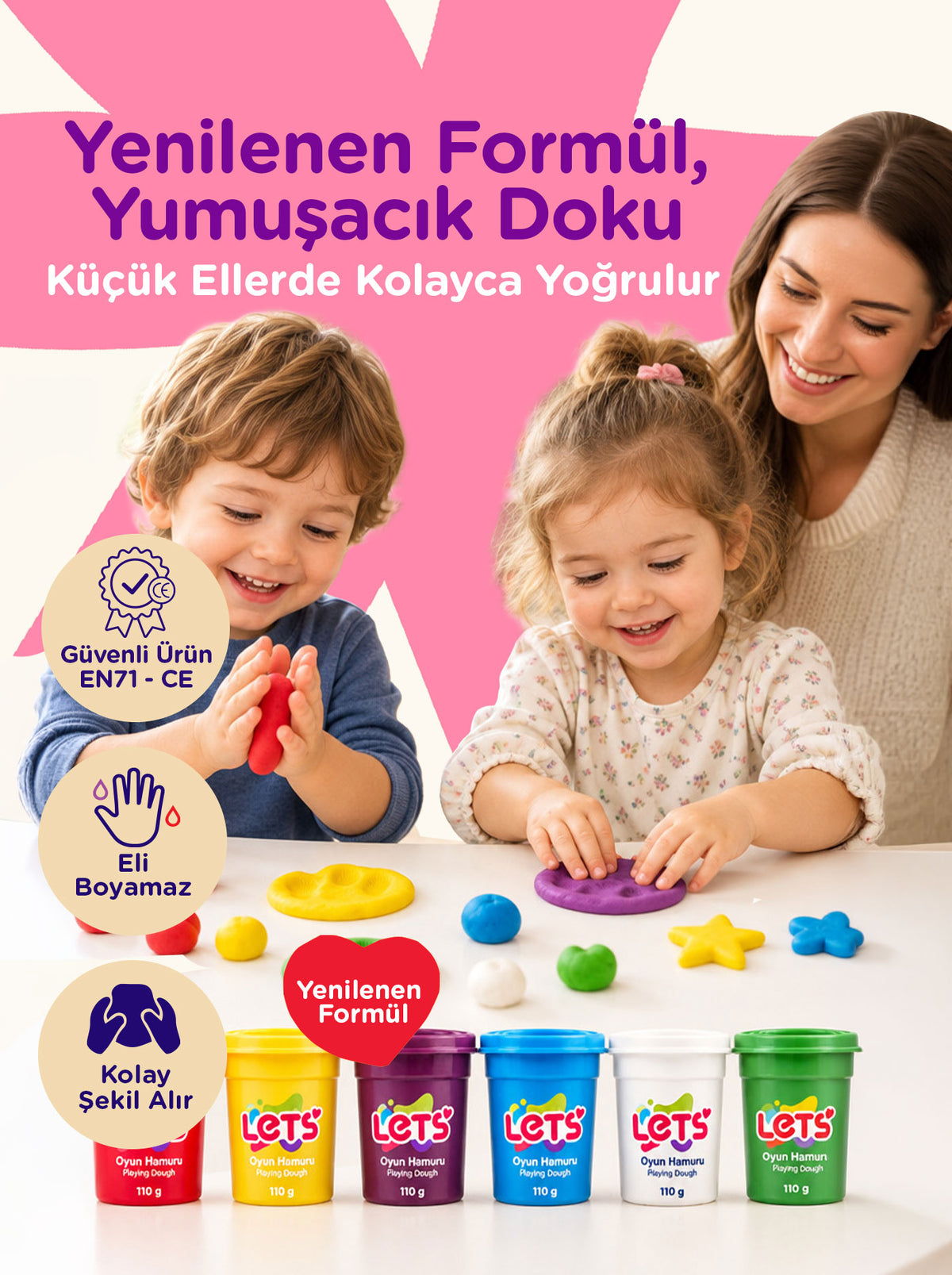 Oyun Hamuru 6 Renk 660 g | Let's