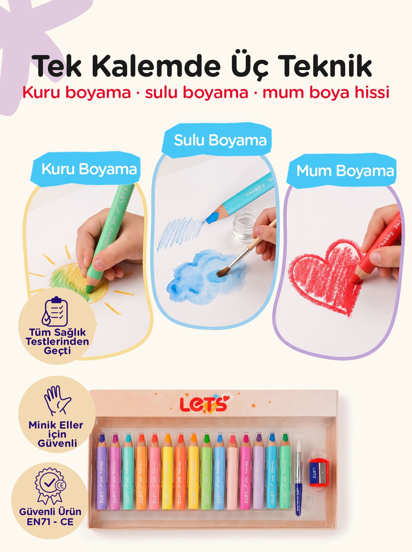 Boya Kalemi 15 Renk 3in1 – Chubby Jumbo | Let's