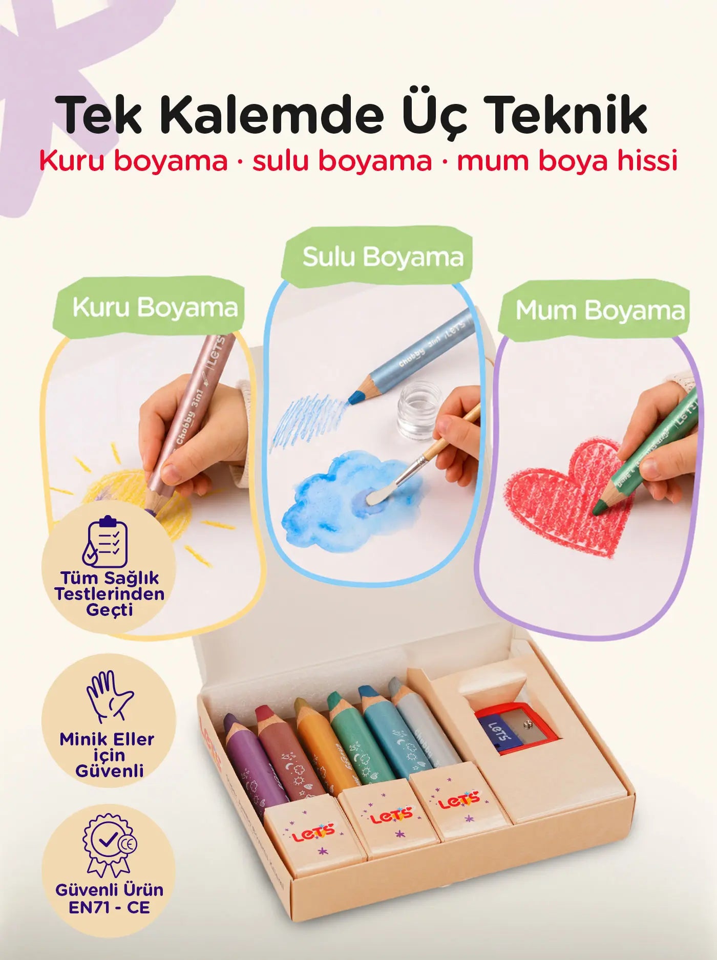 Metalik Boya Kalemi 6 Renk 3in1 – Chubby Jumbo Kalem | Let's