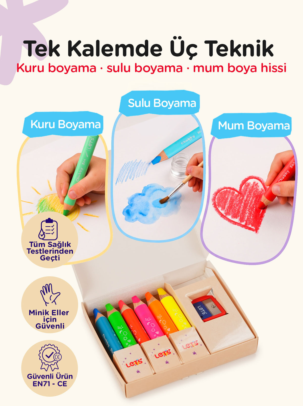 Neon Jumbo Boya Kalemi 6 Renk 3in1 – Chubby Jumbo | Let's