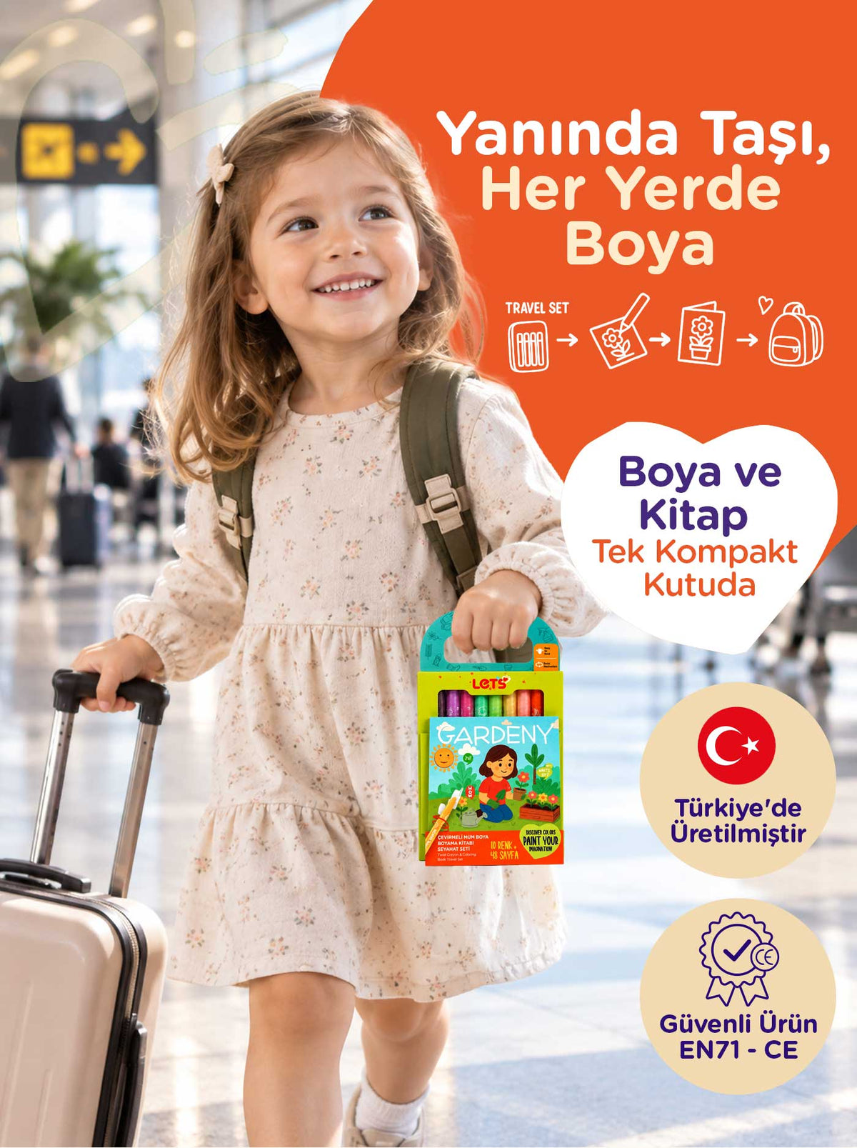 Let’s Gardeny Çevirmeli Mum Boya & Boyama Kitabı Seyahat Seti