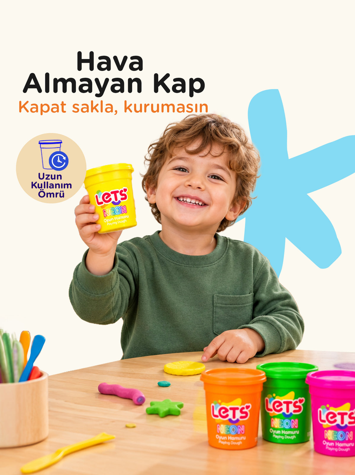 Let’s 4 Renk Neon Oyun Hamuru 4