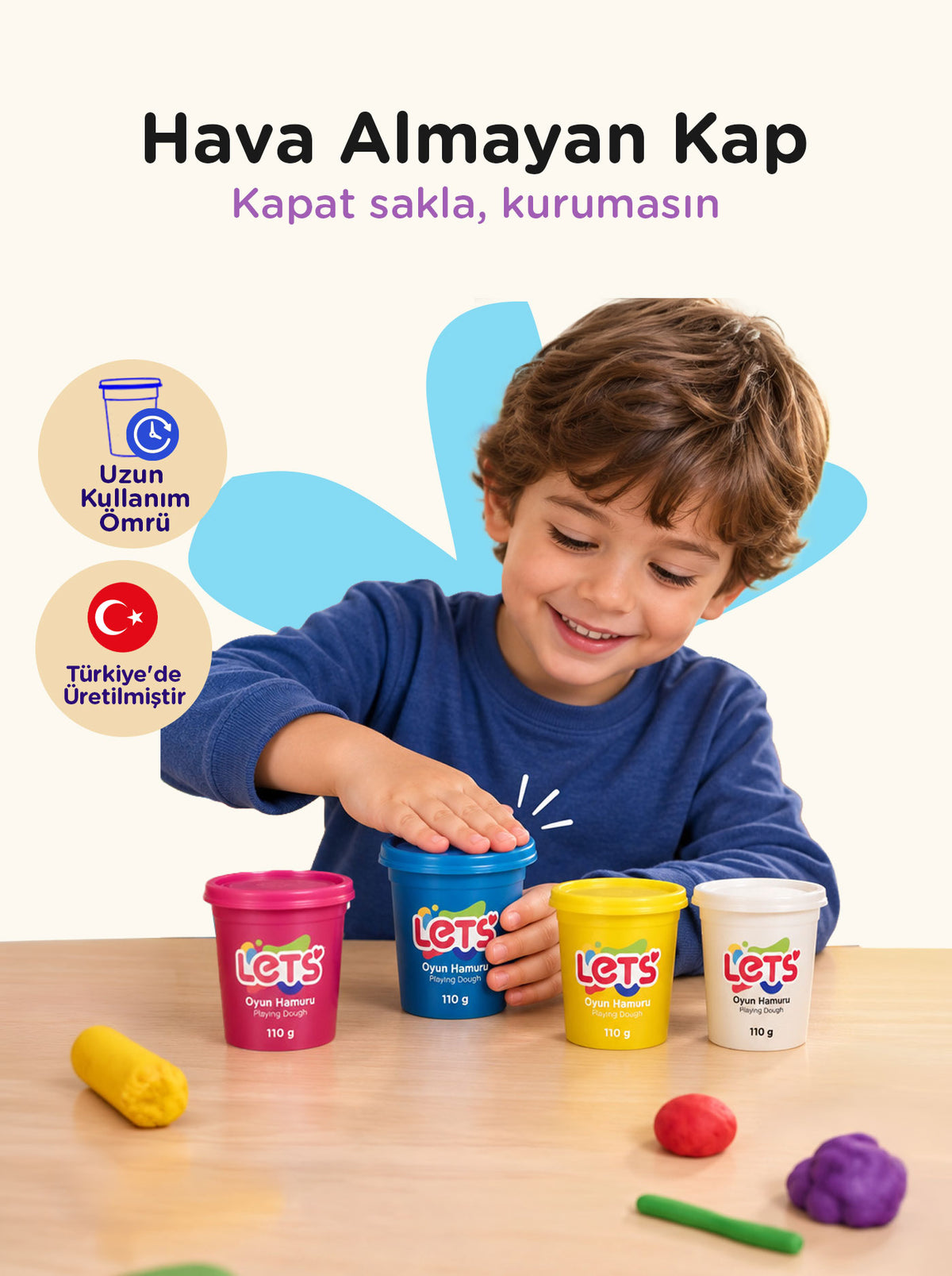 Let's 4 Renk Oyun Hamuru