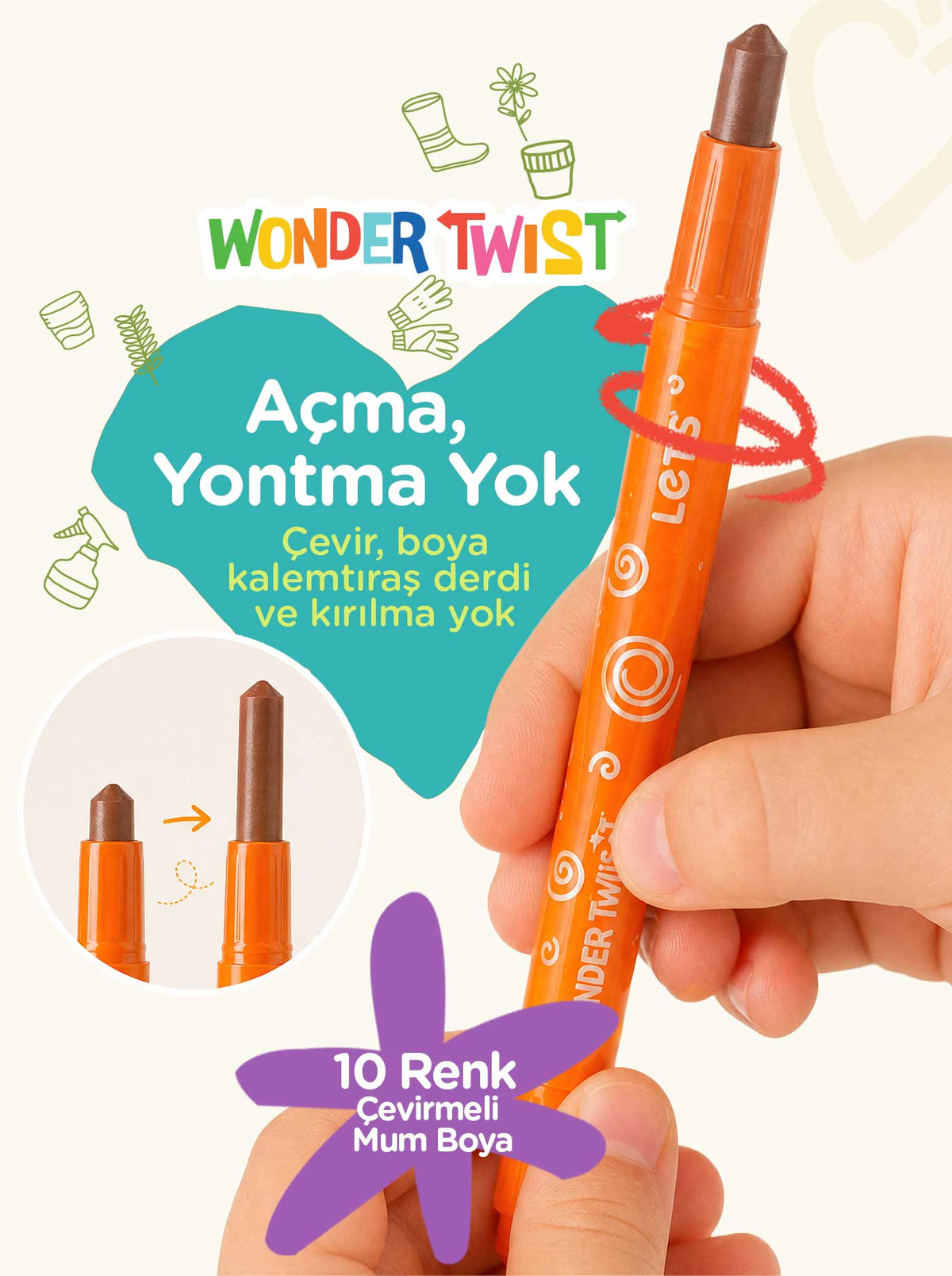 Let’s Gardeny Çevirmeli Mum Boya & Boyama Kitabı Seyahat Seti 3