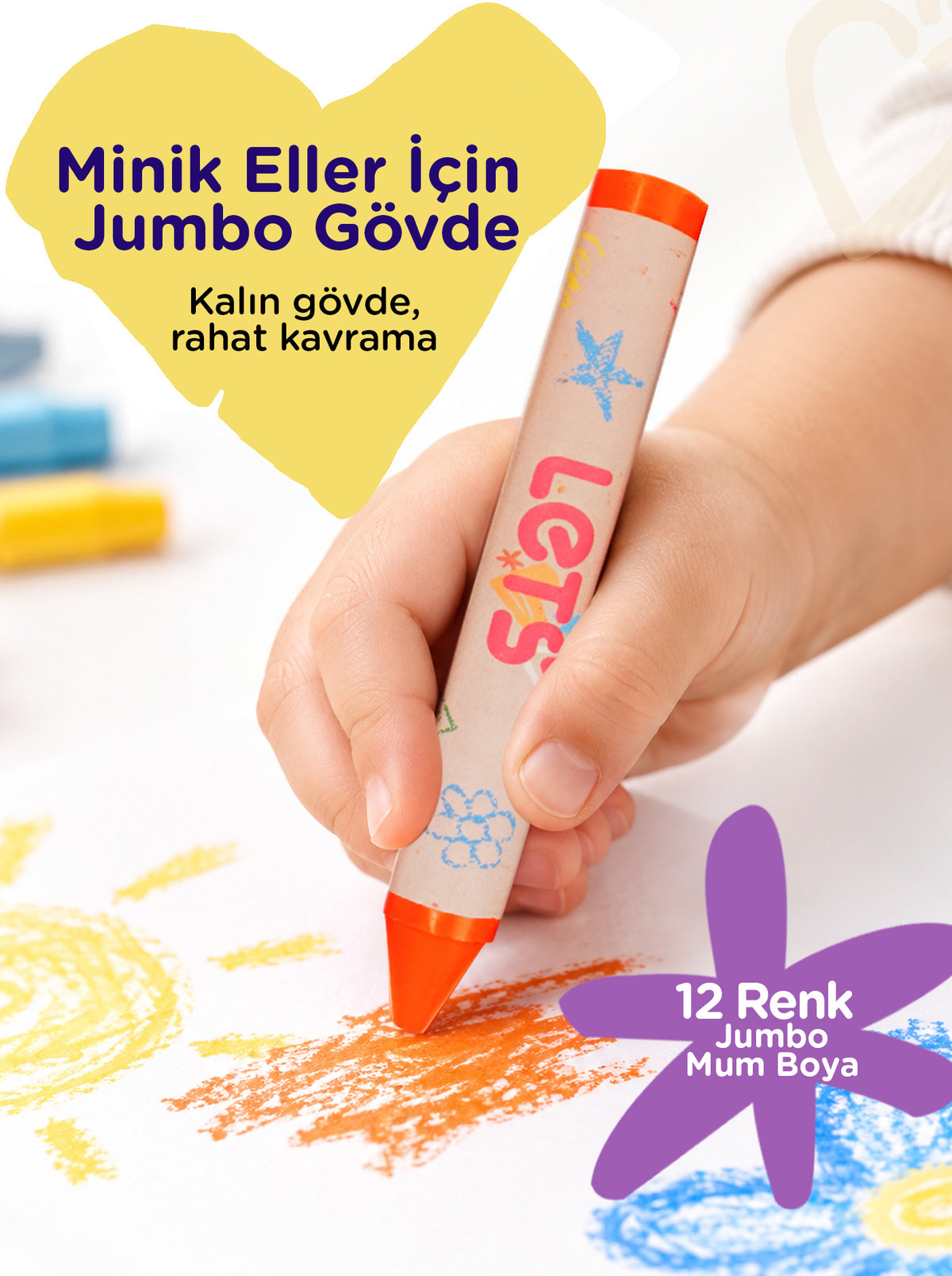 Mum Boya Seyahat Seti – 12 Renk + Boyama Kitabı Çiçekler Temalı | Let's