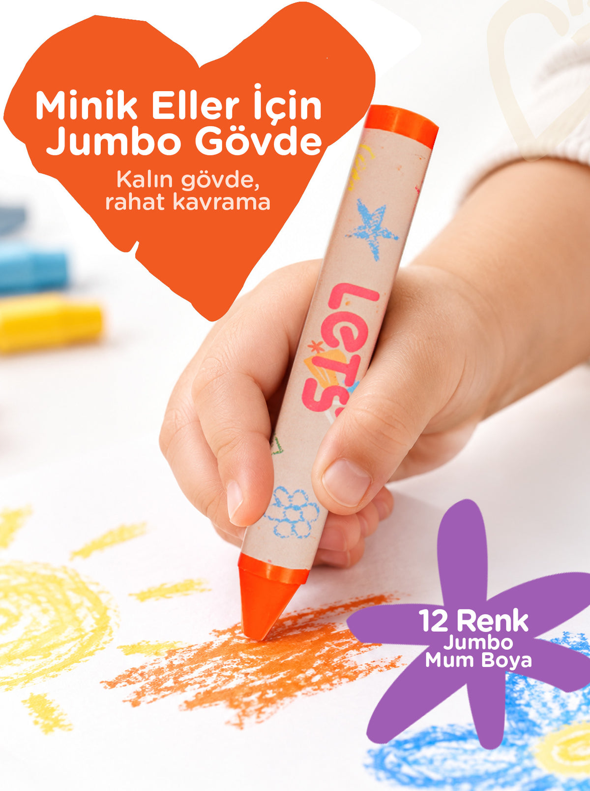 Mum Boya Seyahat Seti – 12 Renk + Boyama Kitabı Dinozorlar Temalı | Let's 3