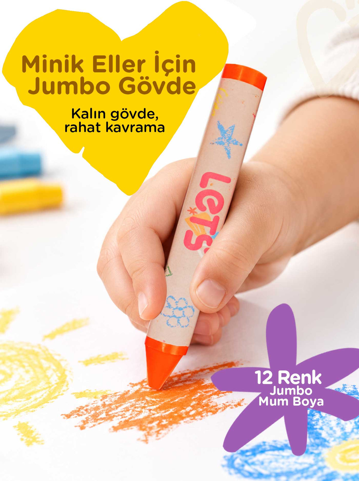 Mum Boya Seyahat Seti – 12 Renk + Boyama Kitabı Mevsimler Temalı | Let's 3