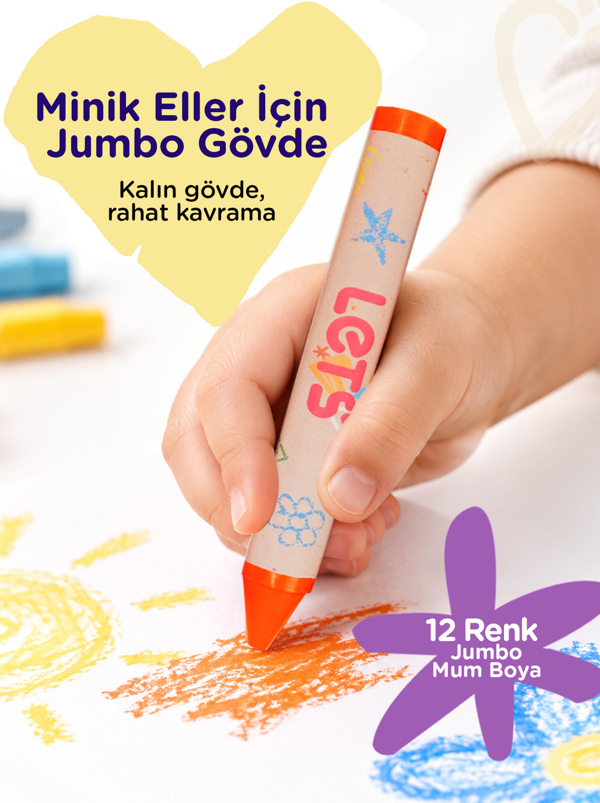 Mum Boya Seyahat Seti – 12 Renk + Boyama Kitabı Meyveler Temalı | Let's 3