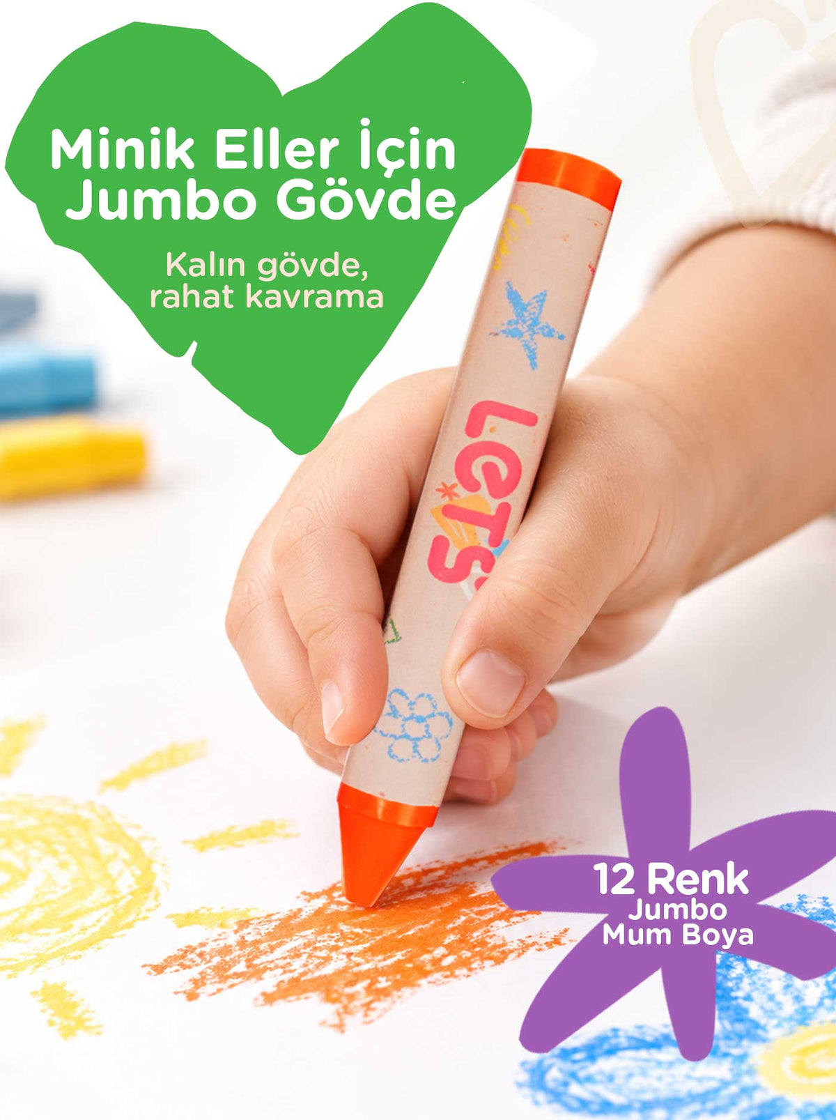Mum Boya Seyahat Seti – 12 Renk + Boyama Kitabı Neşeli Sayılar Temalı | Let's 3