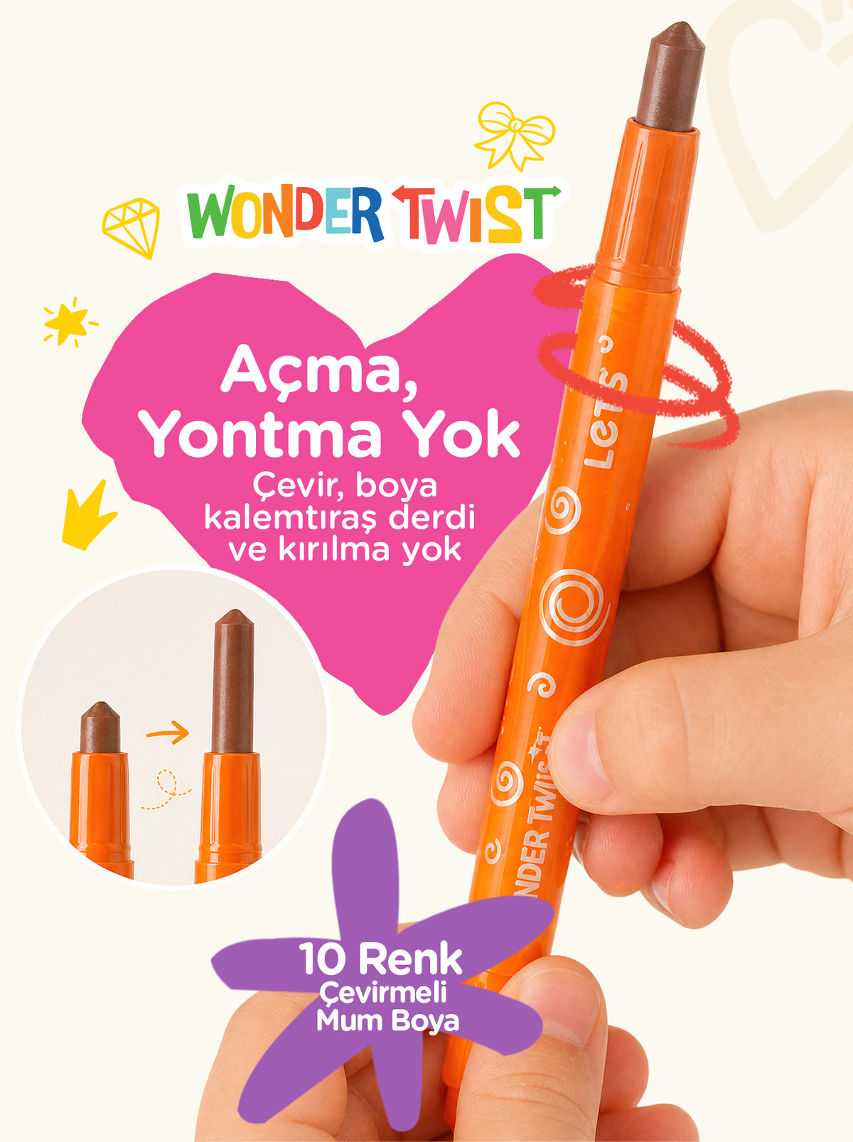 Mum Boya Seyahat Seti – 10 Renk + Boyama Kitabı Prenses Temalı | Let's 3