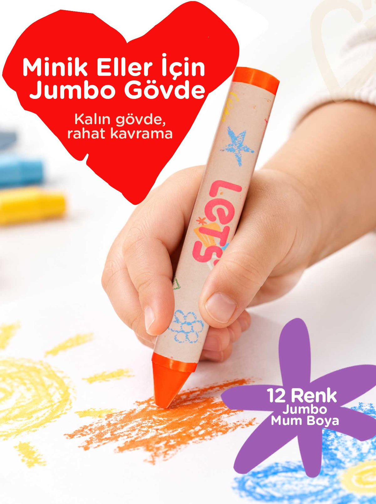Mum Boya Seyahat Seti – 12 Renk + Boyama Kitabı Robotlar Temalı | Let's 3