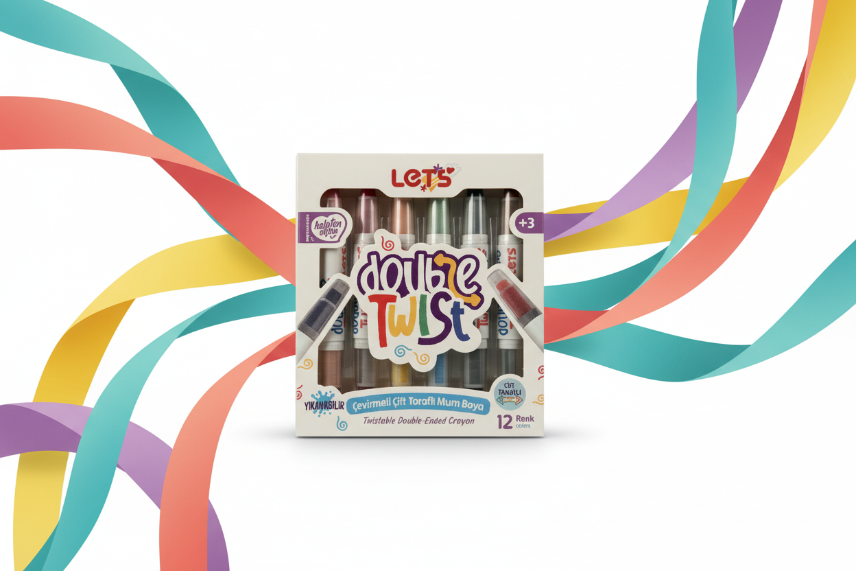 Let’s Double Twist Çift Taraflı Çevirmeli Mum Boya | 12 Renk