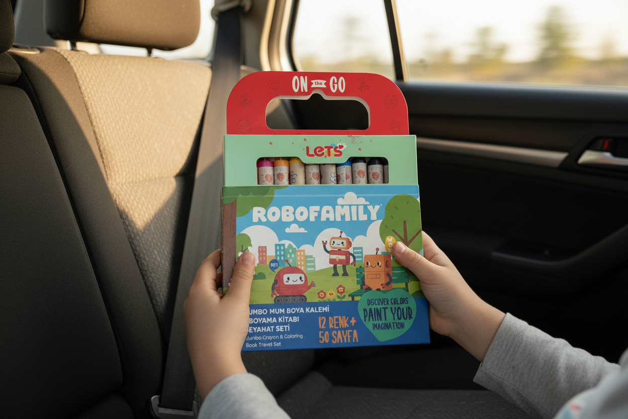 Let’s RoboFamily Jumbo Mum Boya & Boyama Kitabı Seyahat Seti