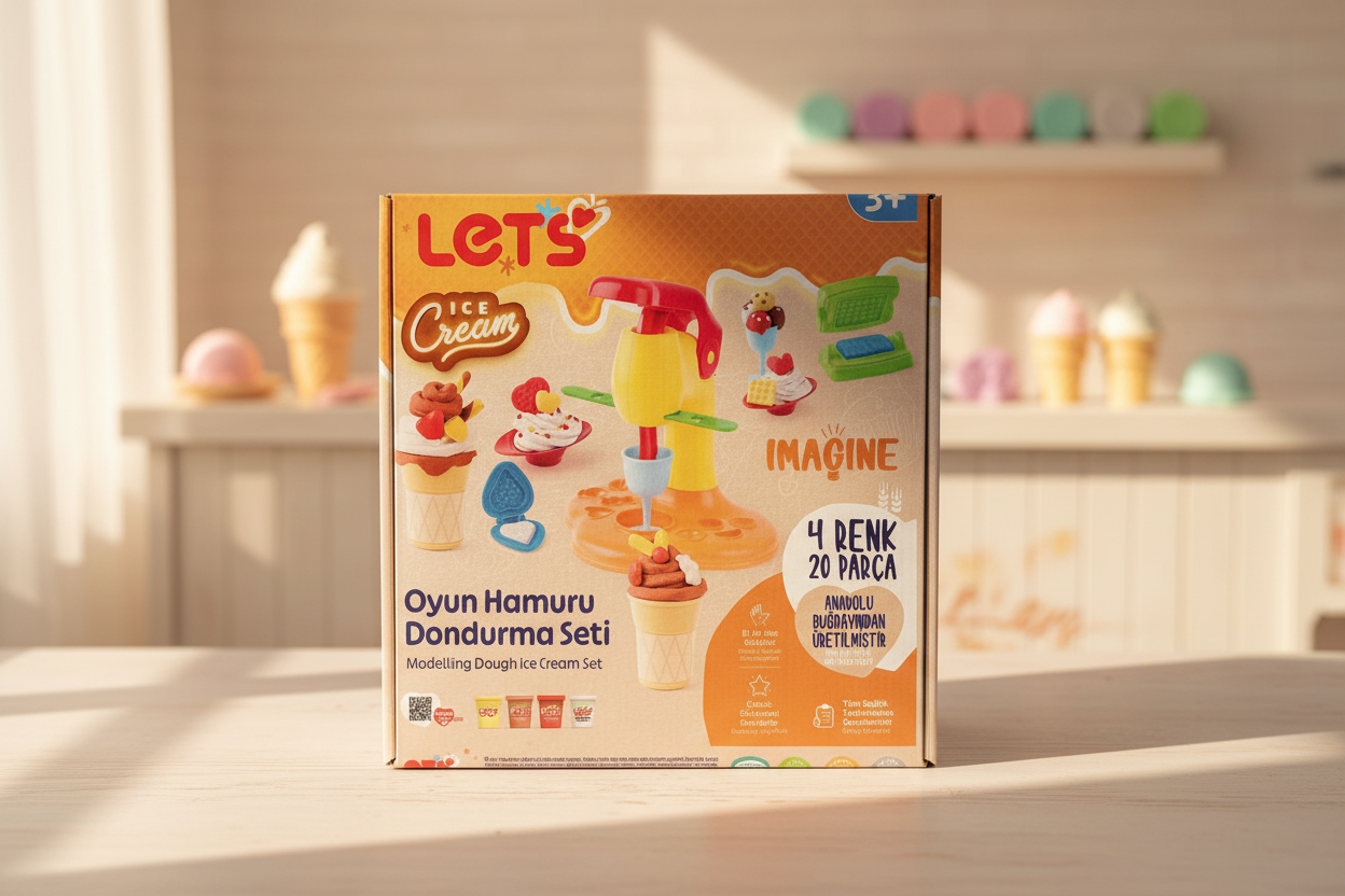 Let’s Oyun Hamuru Dondurma Seti – 4 Renk | 20 Parça