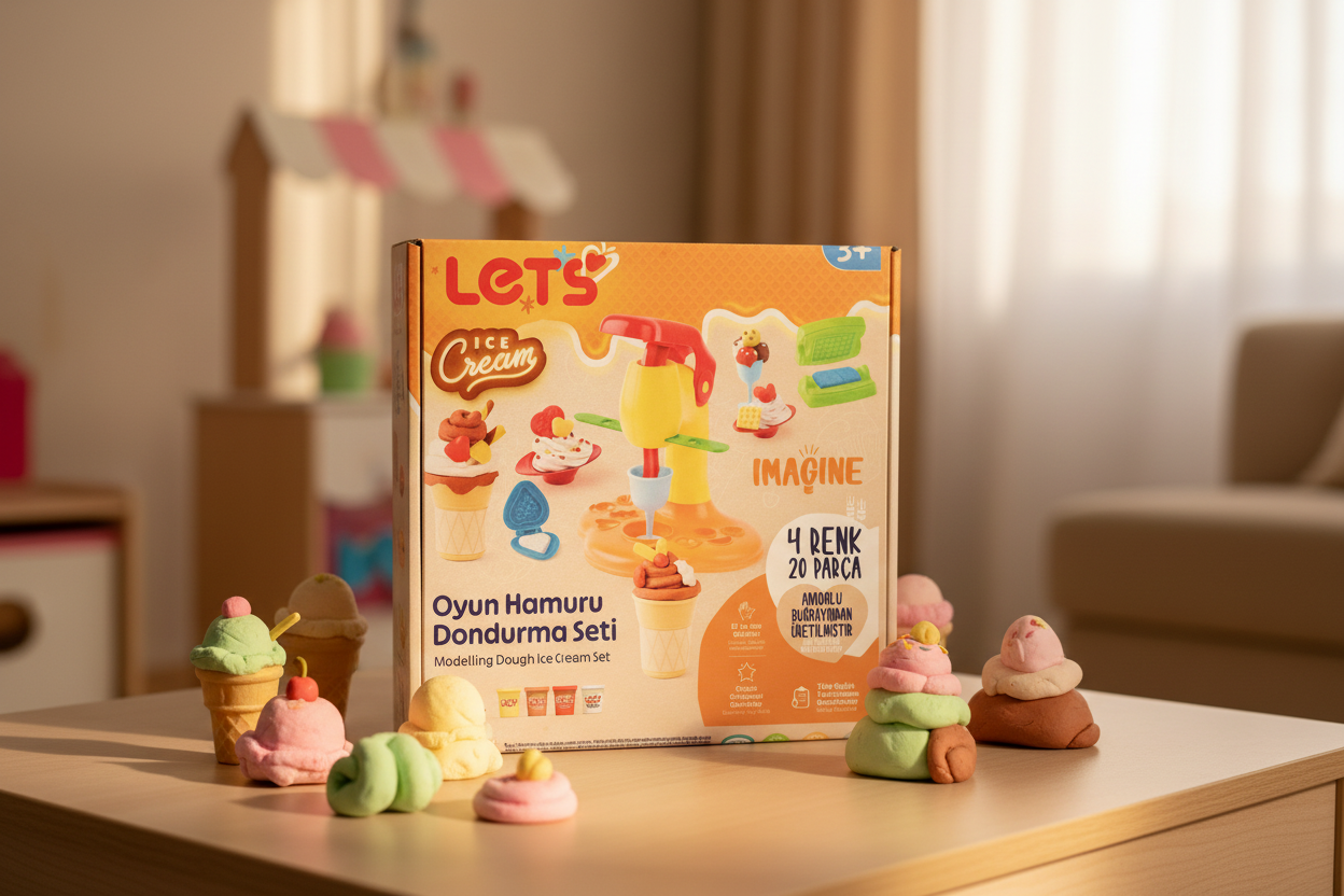 Let’s Oyun Hamuru Dondurma Seti – 4 Renk | 20 Parça