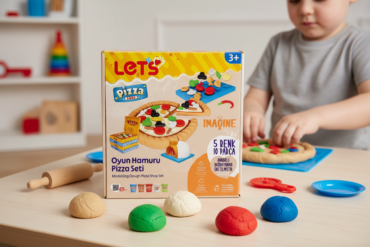 Let’s Oyun Hamuru Pizza Seti – 5 Renk | 10 Parça