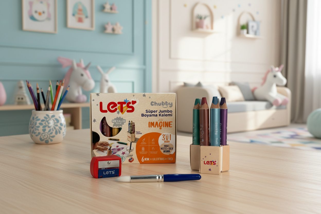 Let’s Chubby Süper Jumbo Boyama Kalemi Metalik 3’ü 1 Arada | 6 Renk