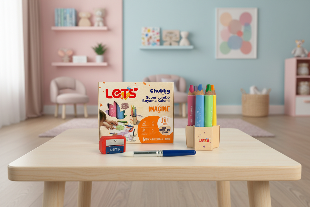 Let’s Chubby Süper Jumbo Pastel Boyama Kalemi Seti 3’ü 1 Arada | 6 Renk