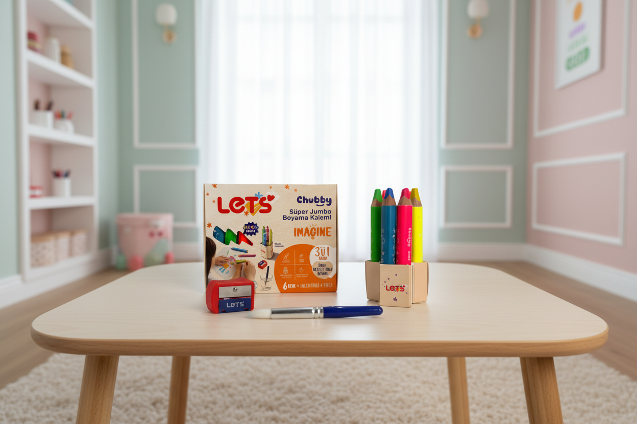 Let’s Chubby Süper Jumbo Neon Boyama Kalemi 3’ü 1 Arada | 6 Renk