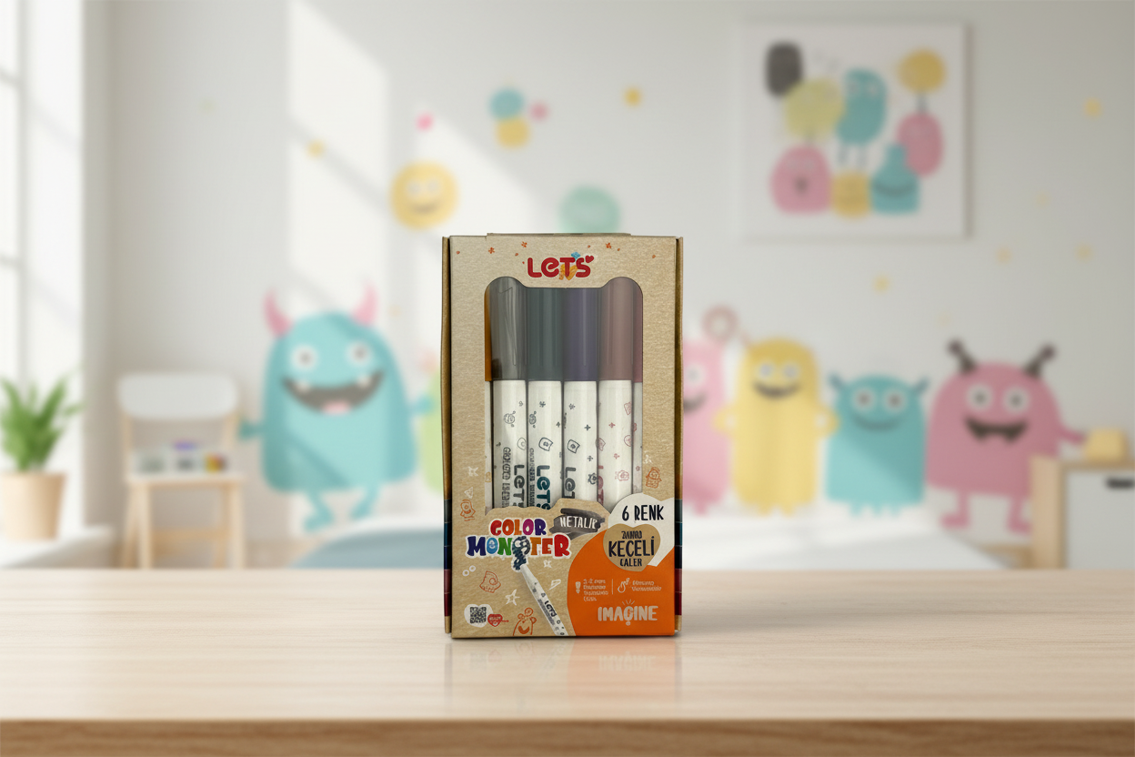 Let's Color Monster Metallic Jumbo Felt-Tip Pen Set | 6 Colors