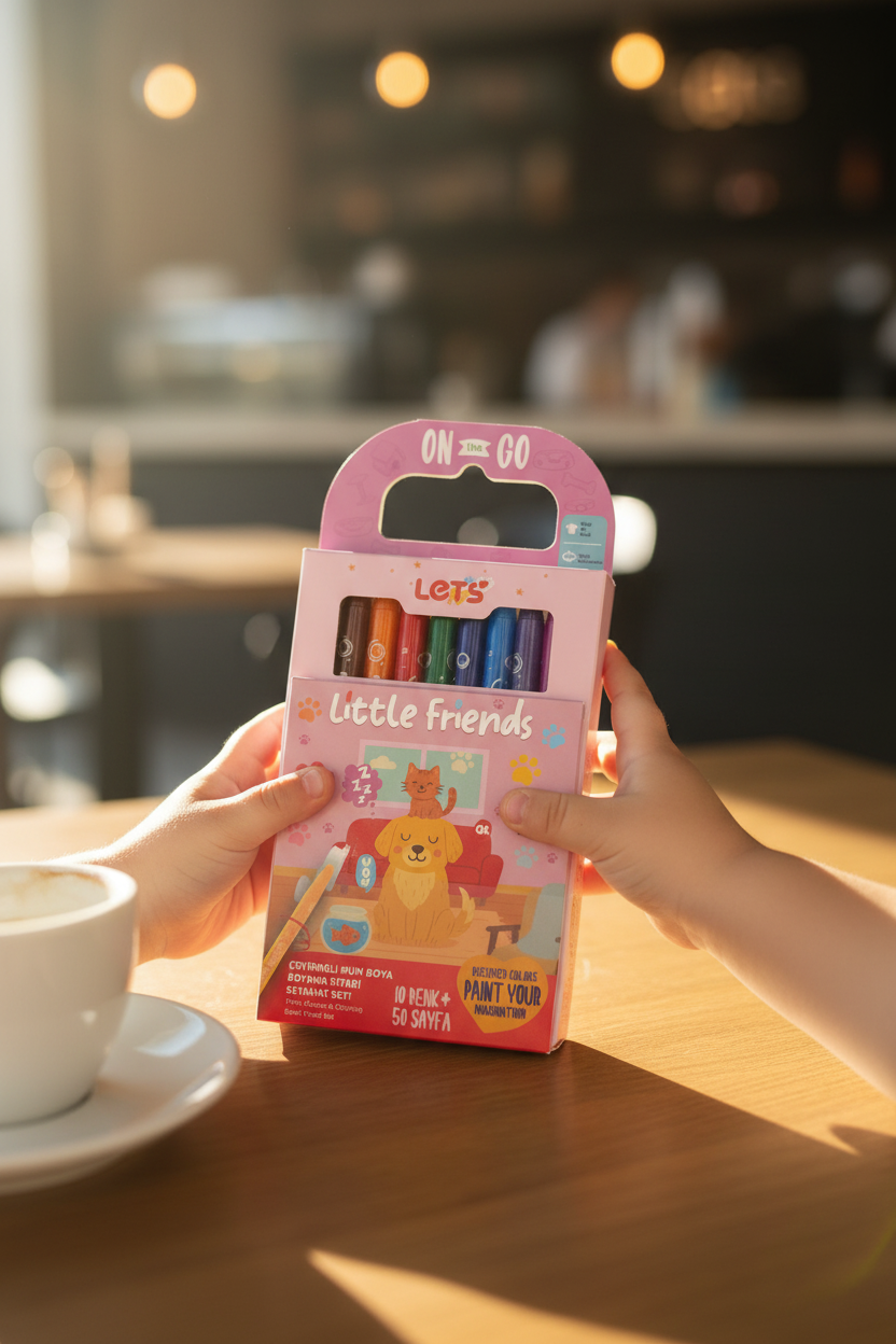 Let’s Little Friends Çevirmeli Mum Boya & Boyama Kitabı Seyahat Seti