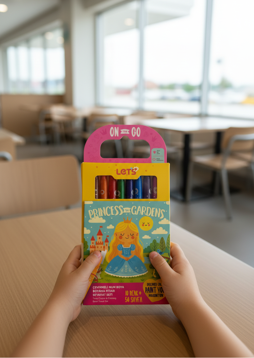 Let’s Princess Gardens Çevirmeli Mum Boya & Boyama Kitabı Seyahat Seti