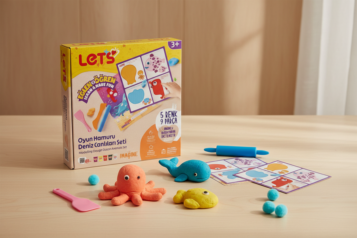 Let’s Oyun Hamuru Deniz Canlıları Seti – 5 Renk | 9 Parça