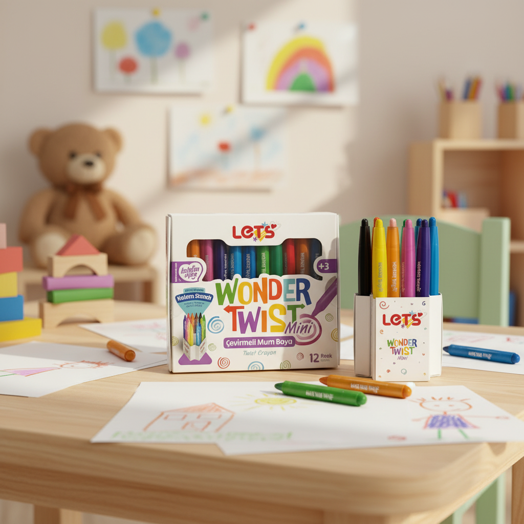 Let’s Wonder Twist Mini Çevirmeli Mum Boya | 12 Renk