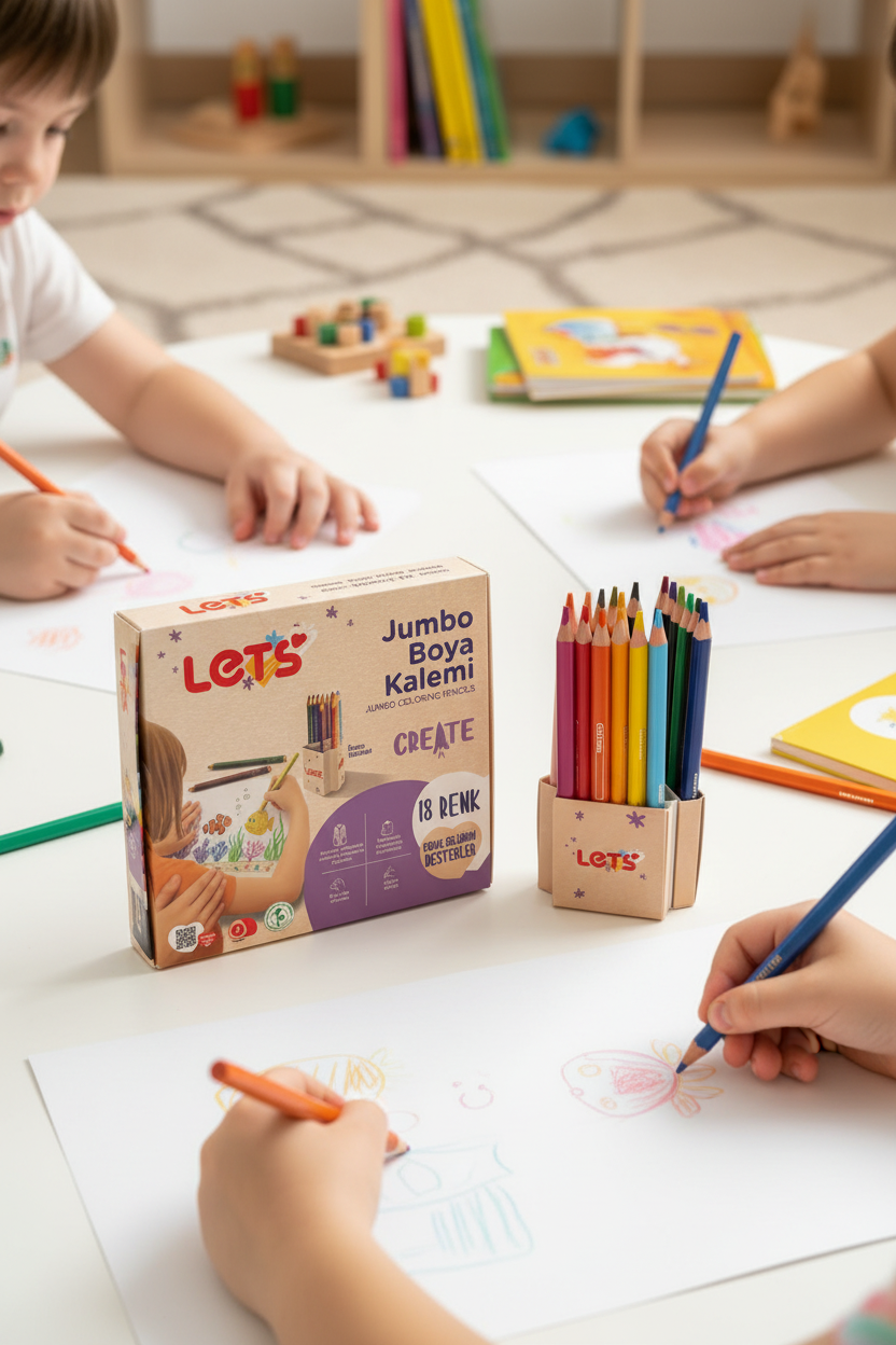 Let’s Jumbo Boya Kalemi Üçgen Gövde | 18 Renk