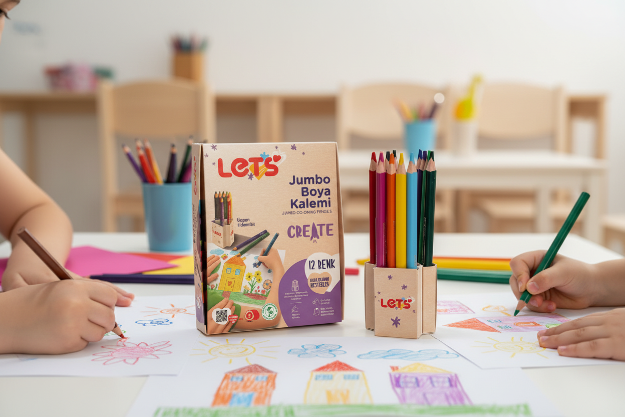 Let’s Jumbo Boya Kalemi Üçgen Gövde | 12 Renk