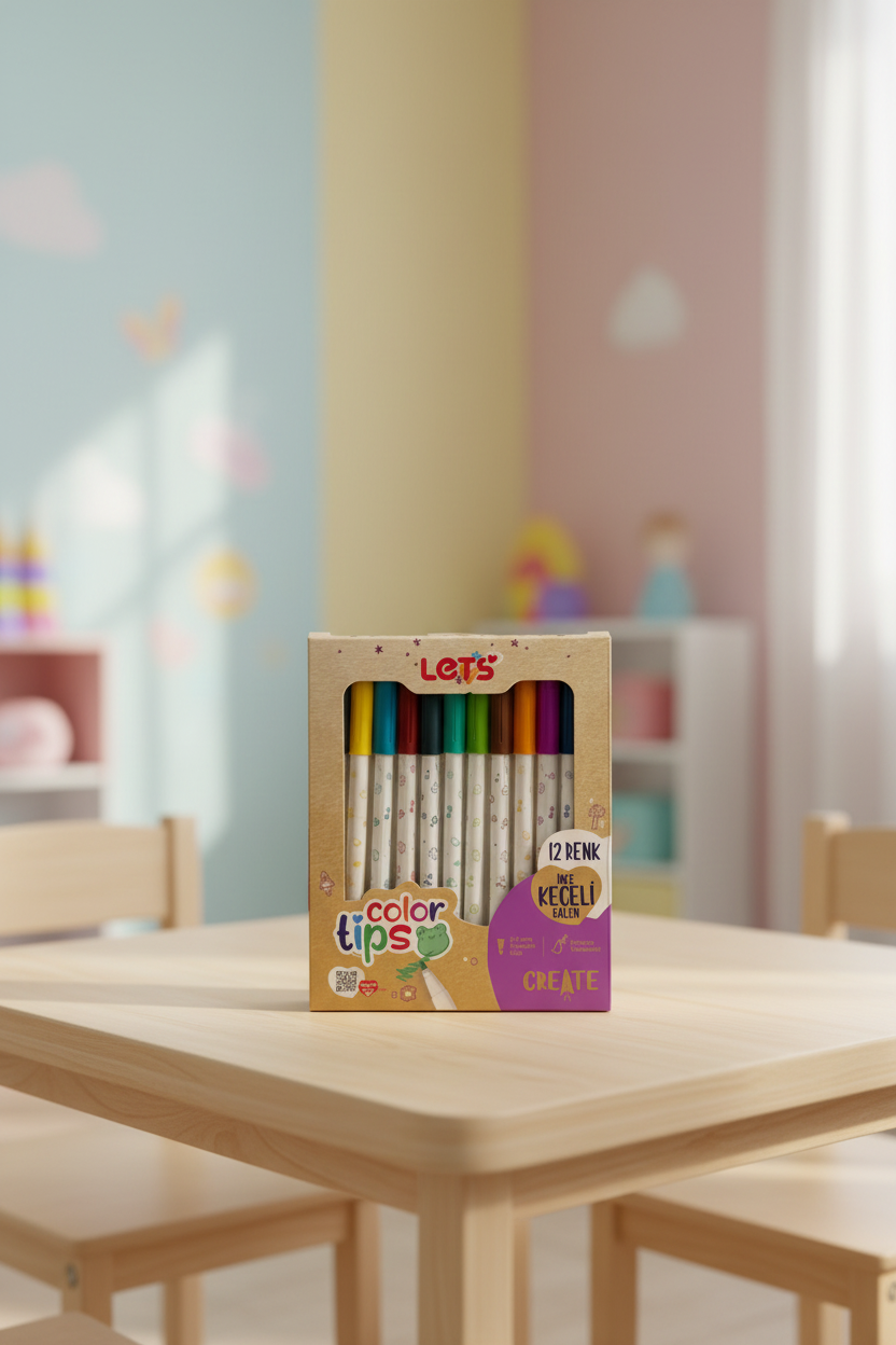 Let's Color Tips Fine Felt-Tip Pen Set | 12 Colors