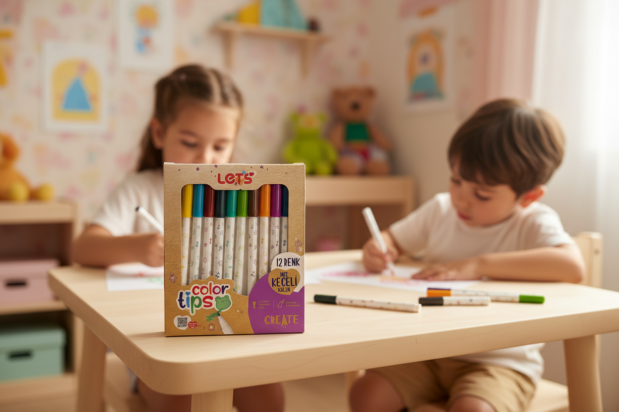 Let's Color Tips Fine Felt-Tip Pen Set | 12 Colors