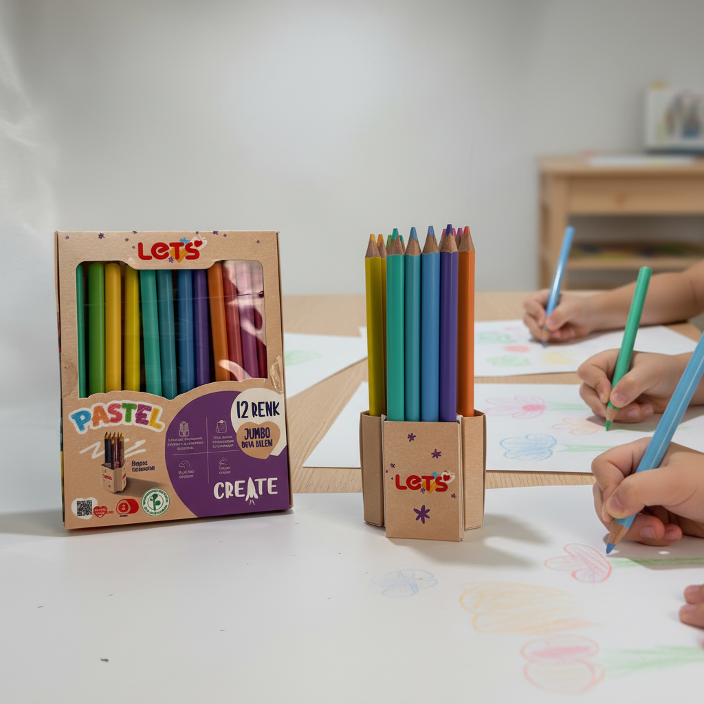 Let’s Pastel Jumbo Boya Kalemi Üçgen Gövde | 12 Renk