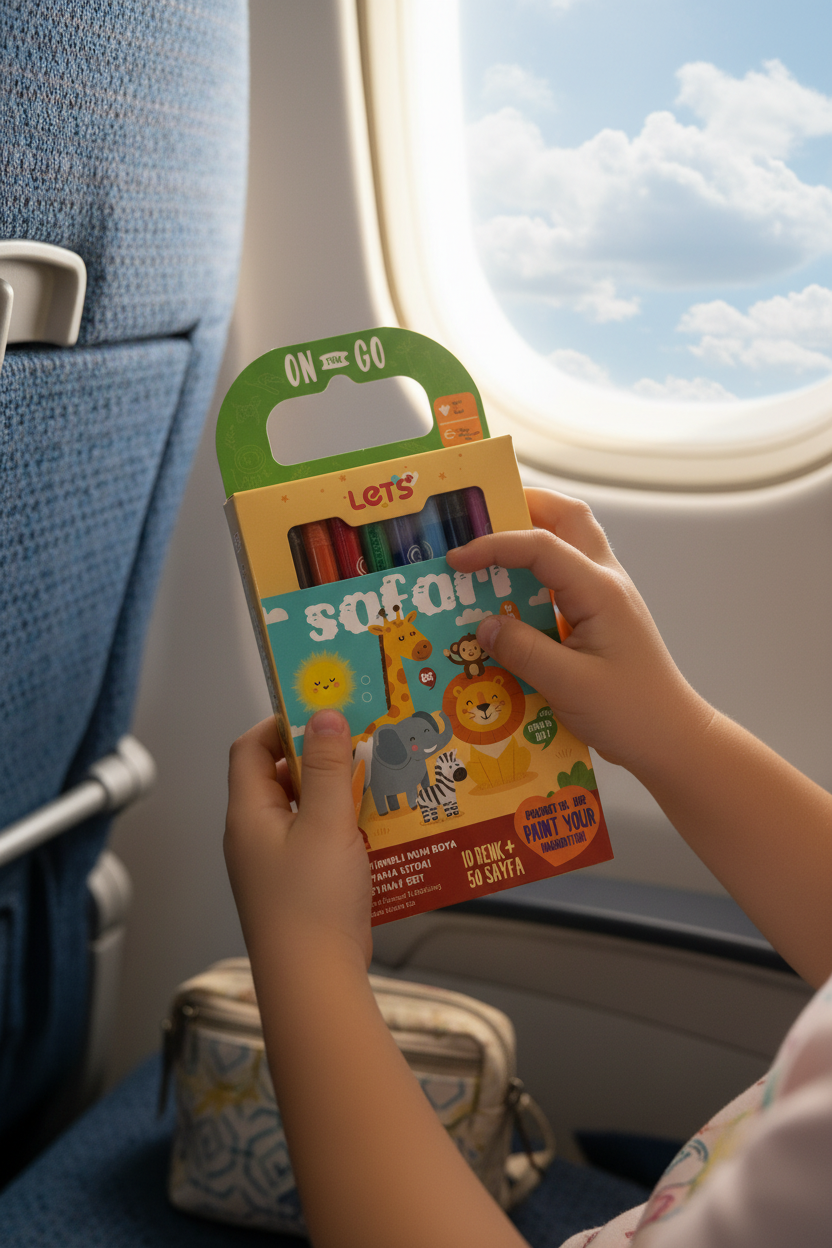 Let’s Safari Çevirmeli Mum Boya & Boyama Kitabı Seyahat Seti