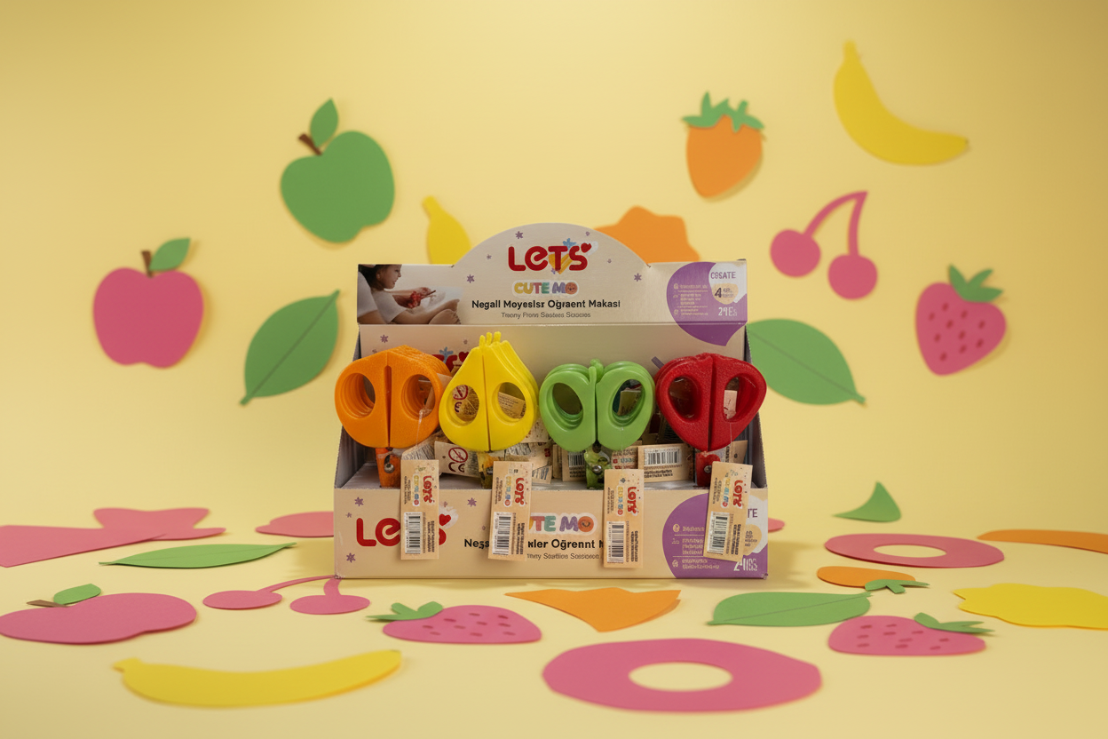 Let's Meyve Figürlü Makas Standı | 24 Adet