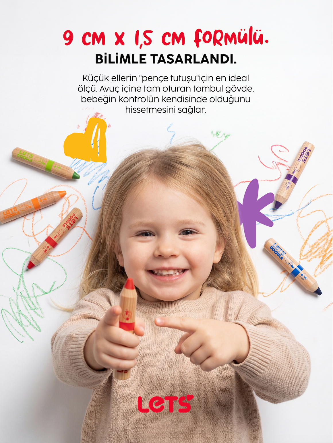 Let’s Doodle İlk Kalem 4'lü - Minik Eller İçin Doğal İçerik
