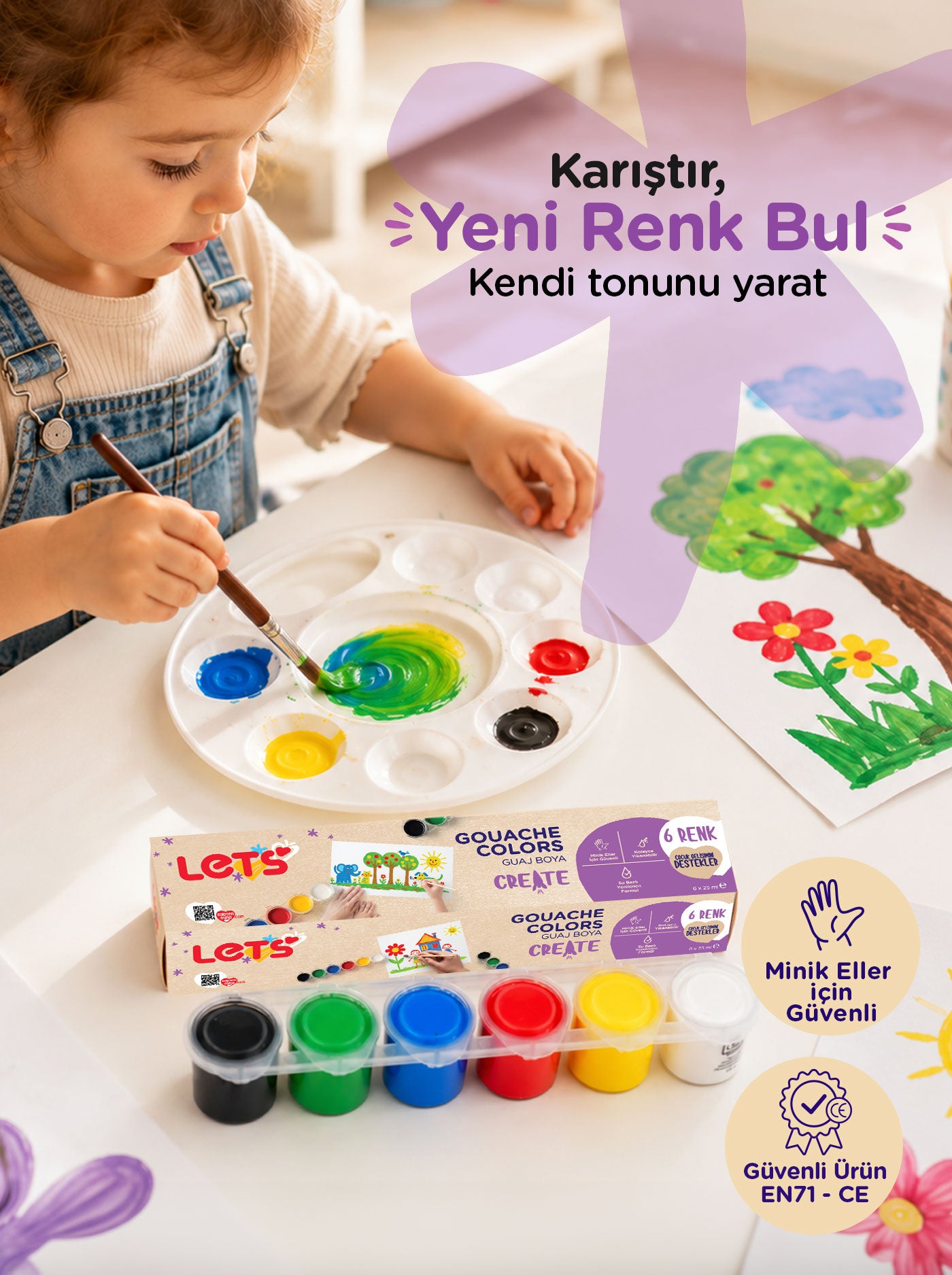 Guaj Boya 6 Renk 25 ml – Yoğun Pigment | Let's 3