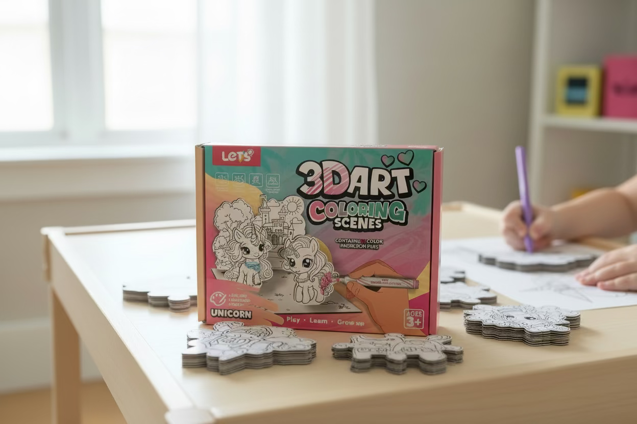 Let’s 3D Art Coloring Scenes Unicorn – 12 Renk Sulu Keçeli Kalem | 3 Boyutlu Boyama Seti