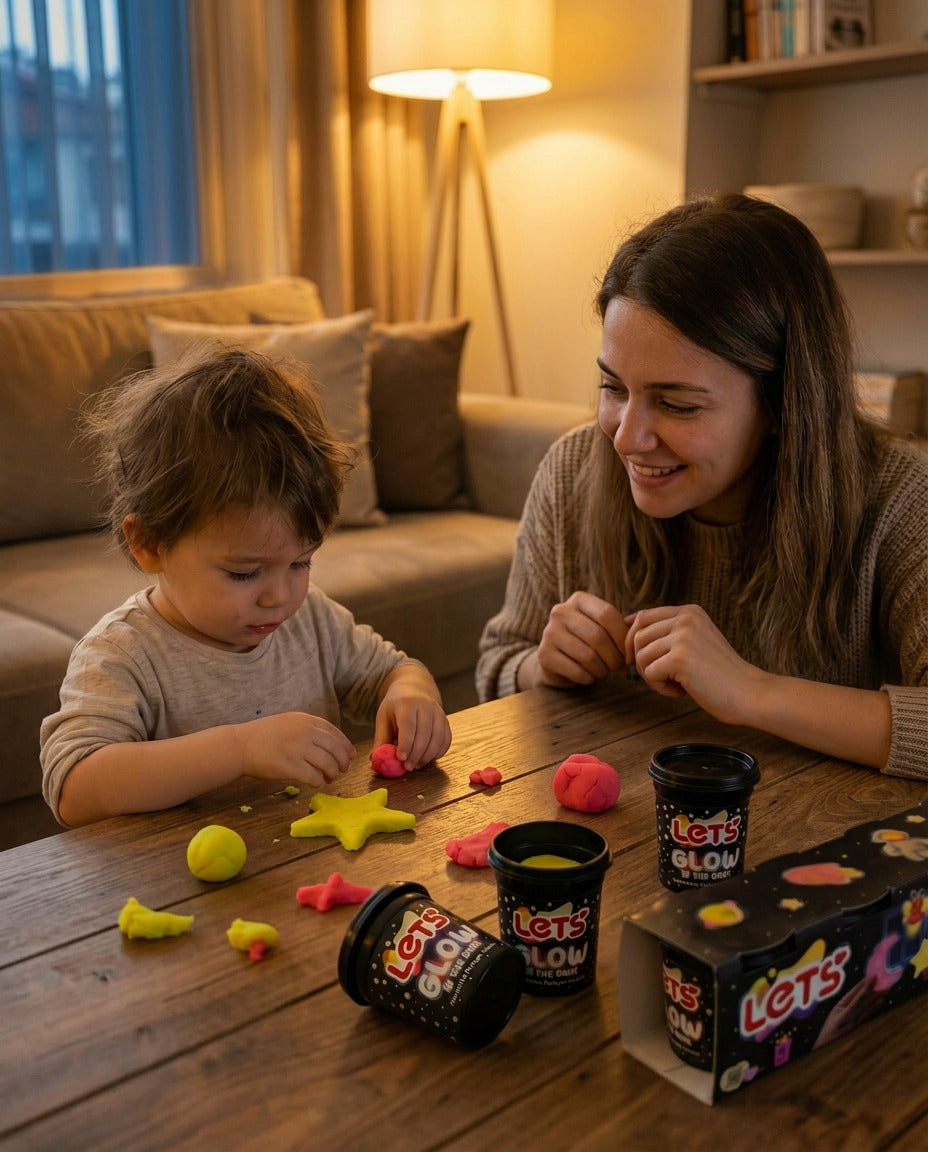 Let’s 4 Renk Karanlıkta Parlayan Oyun Hamuru