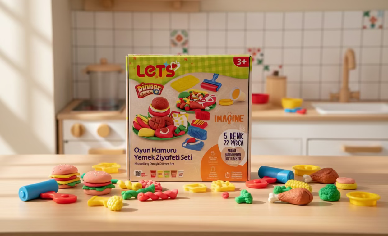 Let’s Oyun Hamuru Yemek Ziyafeti Seti – 5 Renk | 22 Parça