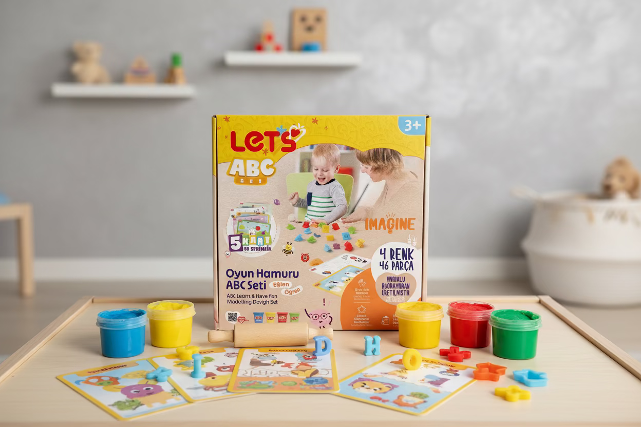 Let’s Oyun Hamuru ABC Seti – 4 Renk | 46 Parça