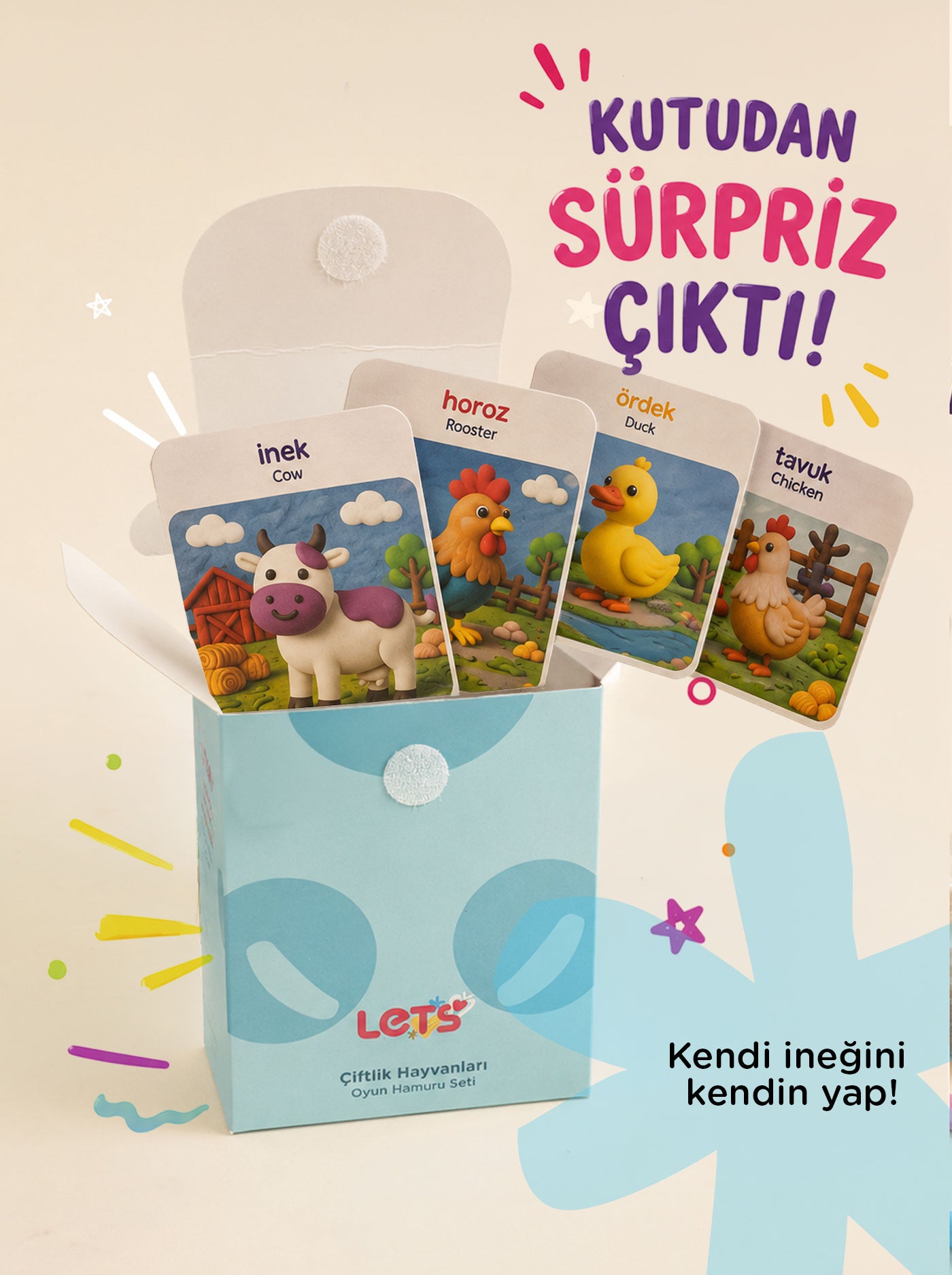 Aktivite Seti – Oyun Hamurlu Çiftlik İnek 140g | Let's