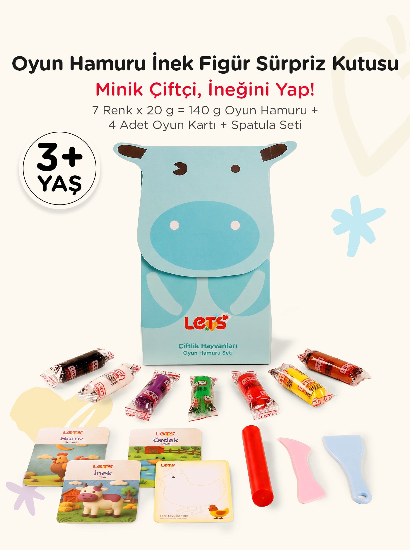 Aktivite Seti – Oyun Hamurlu Çiftlik İnek 140g | Let's