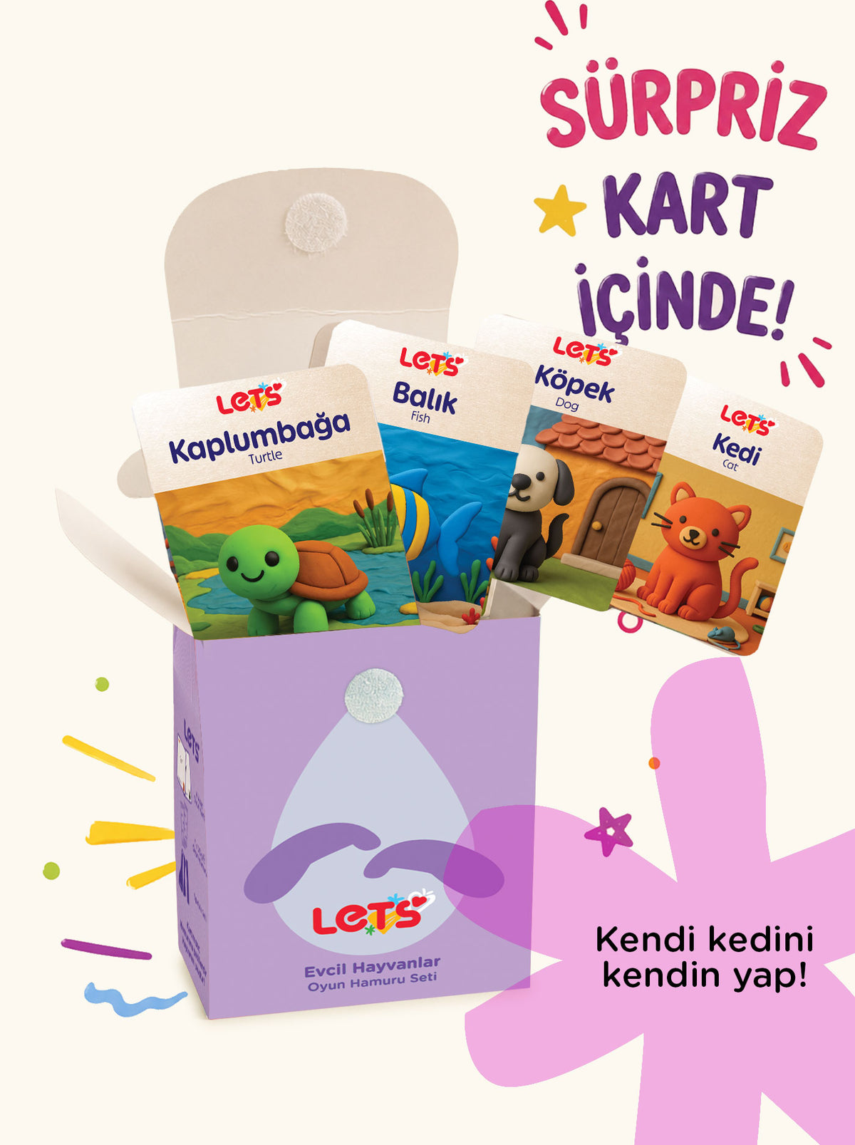 Aktivite Seti – Oyun Hamurlu Evcil Hayvanlar 140g | Let's 3