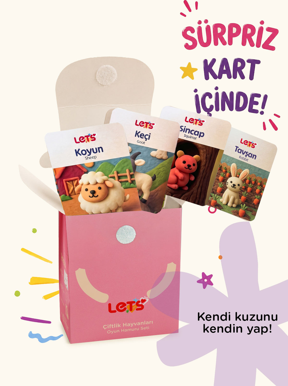 Aktivite Seti – Oyun Hamurlu Çiftlik Kuzu 140g | Let's 3